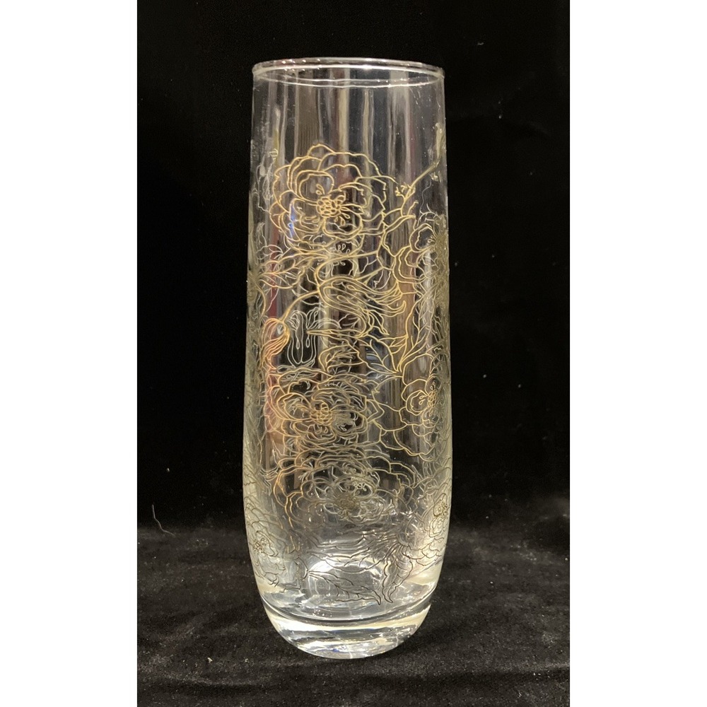 Stemless Champagne Flute Gold Gilded Rose Bouquet Wine Glass Vase Replacement